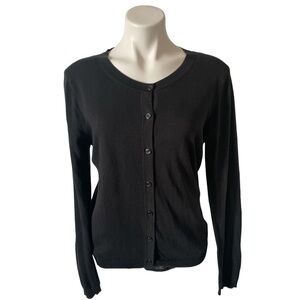 Trina Turk Cardigan Sweater Cotton Modal Long Sleeve Black Minimalist Capsule